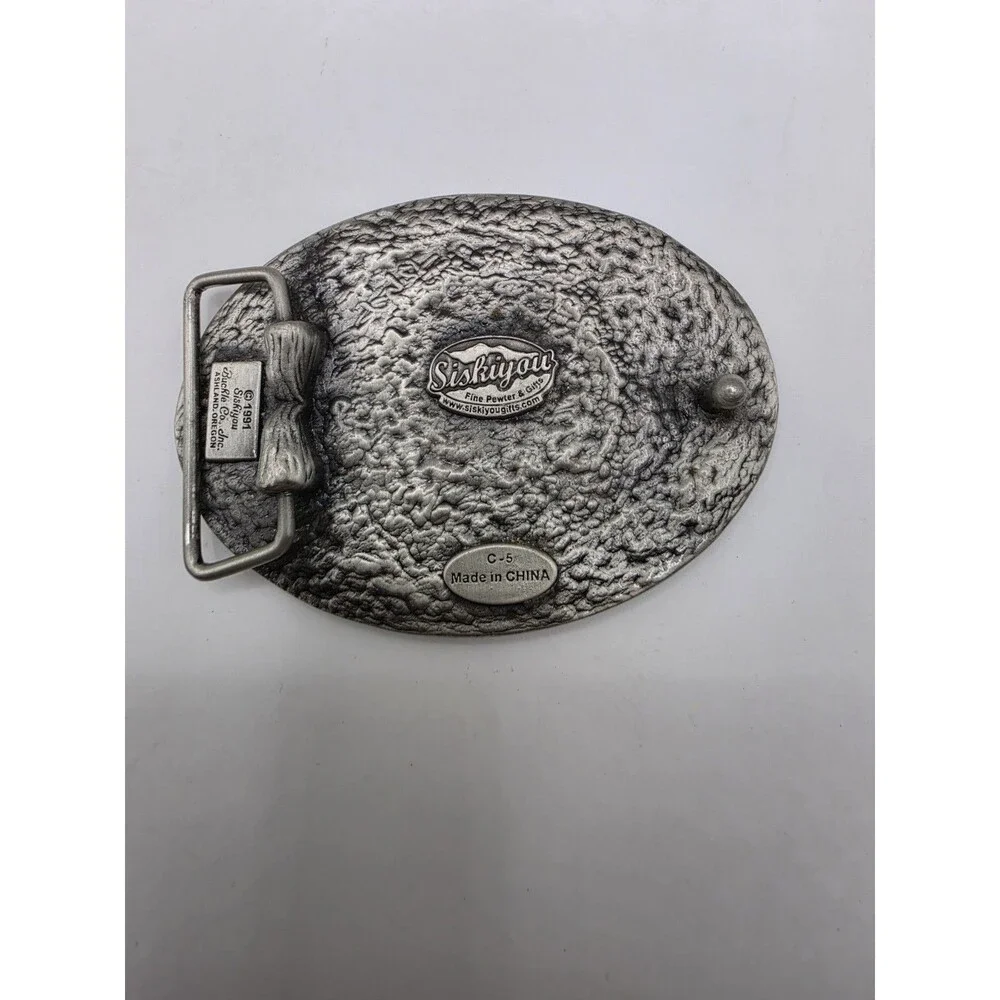 Vintage Siskiyou C-5 Red Rose Belt Buckle 1991 Pewter Floral Western